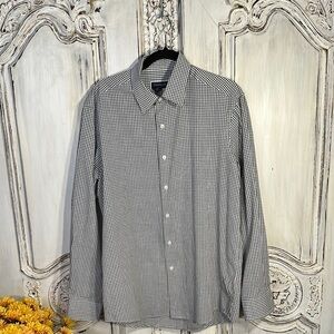 Club Room Men's Black and White Checkered Shirt Slim Fit